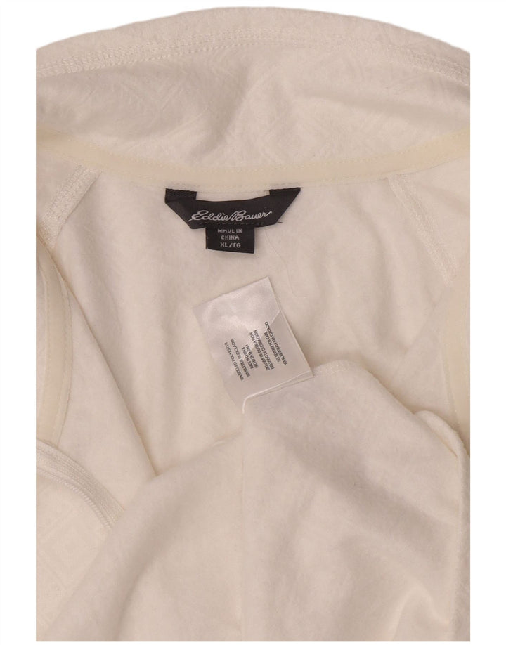Eddie Bauer Haut de survêtement à col zippé pour femme UK 18 XL Blanc Géométrique