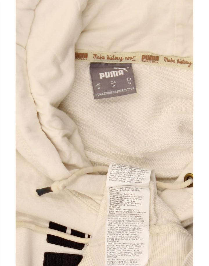 PUMA Pull à Capuche Fives Graphic Homme Noir Coton Blanc Cassé Moyen