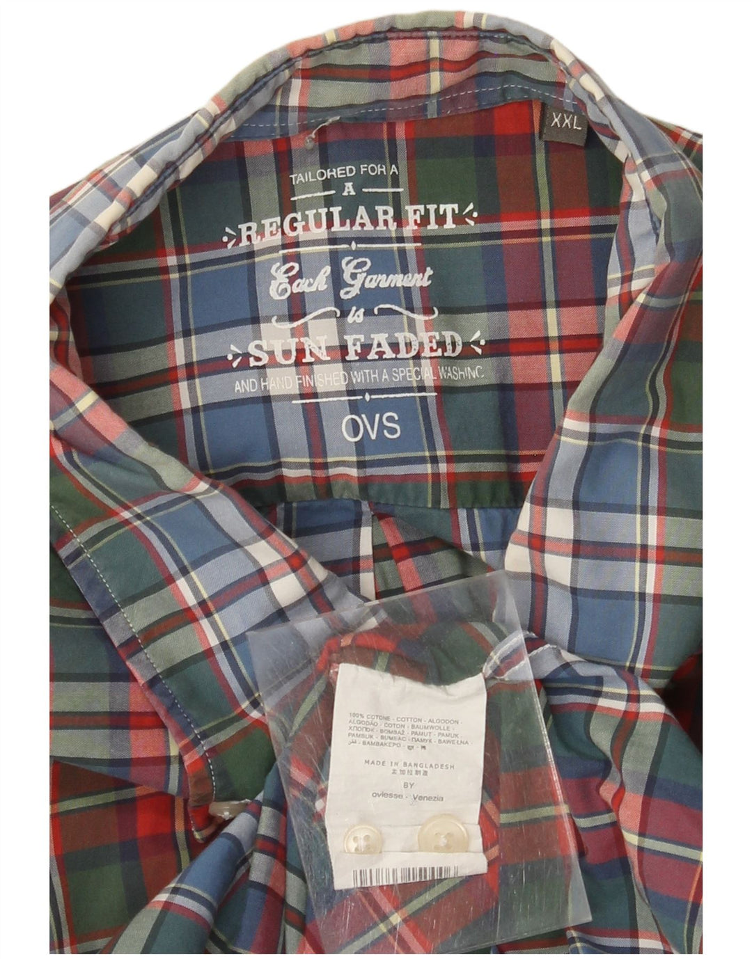 OVS Mens Regular Fit Shirt 2XL Multicoloured Check Cotton