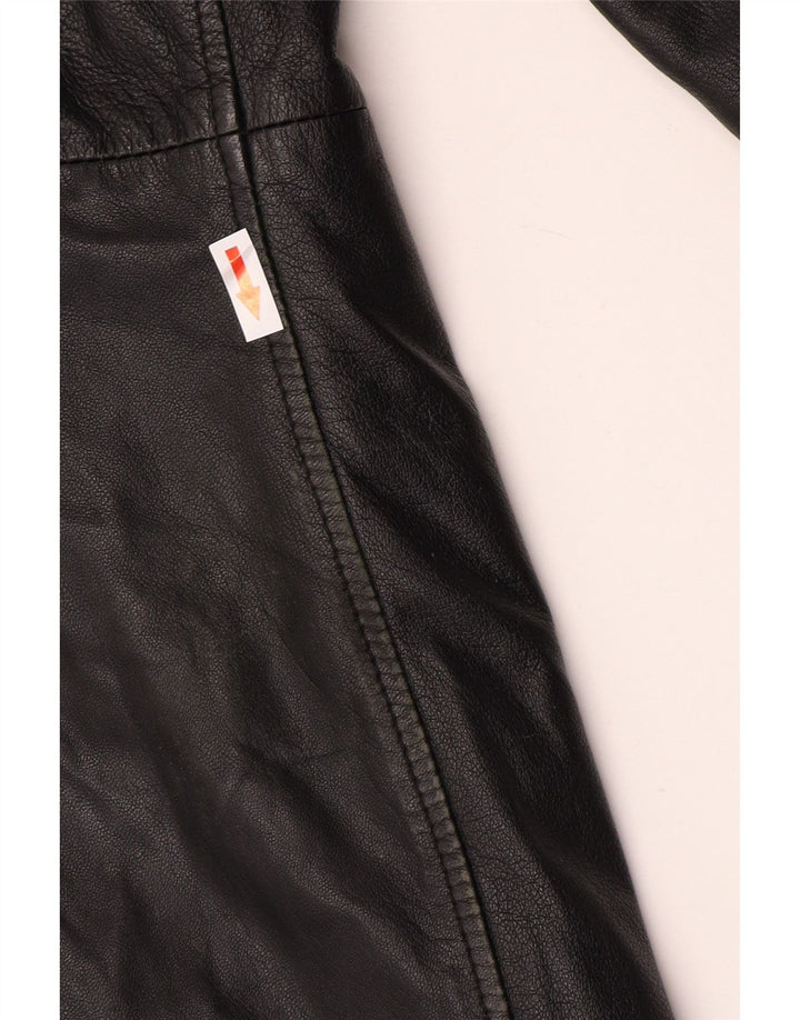 manteau en cuir femme vintage UK 12 Noir Moyen
