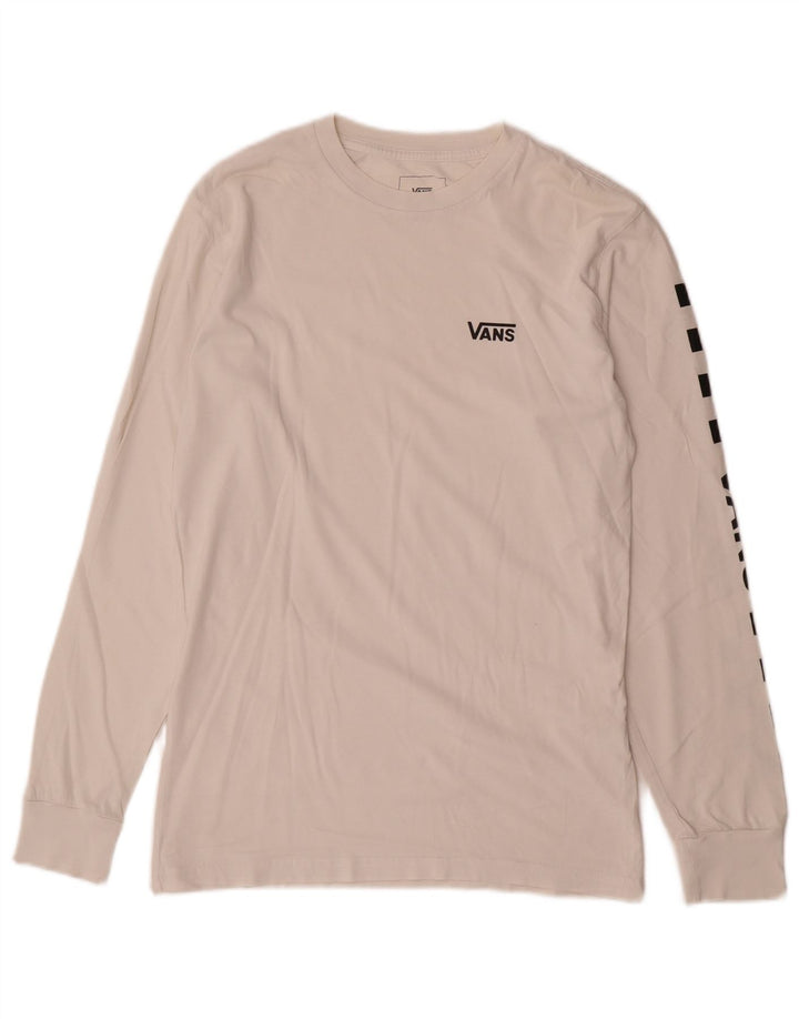Vans Haut graphique à manches longues pour homme Coupe classique Petit coton blanc