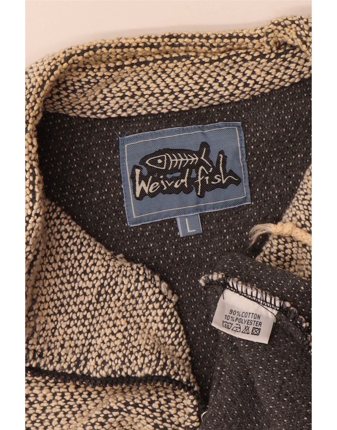 Weird Fish Sweat-shirt à col zippé pour homme en coton gris Taille L