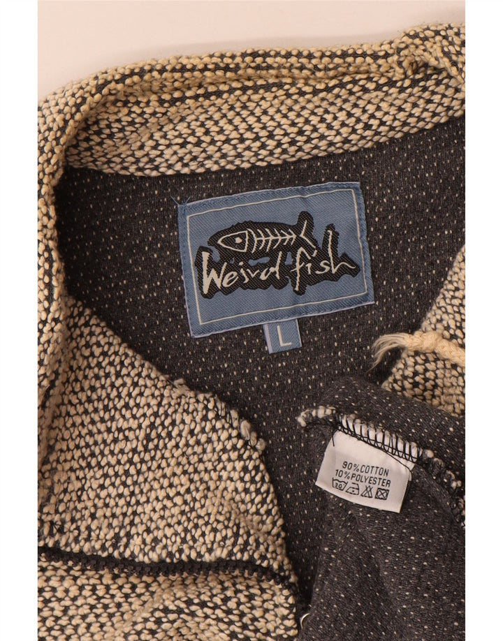 Weird Fish Sweat-shirt à col zippé pour homme en coton gris Taille L