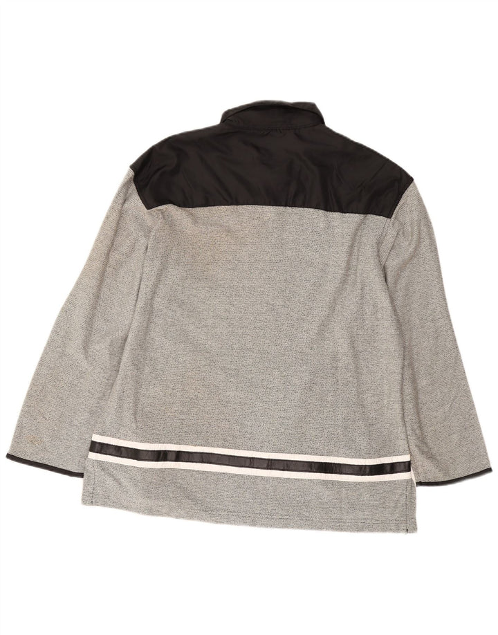 ZONE Polo Graphique à Manches Longues Homme Gris Moyen Colorblock