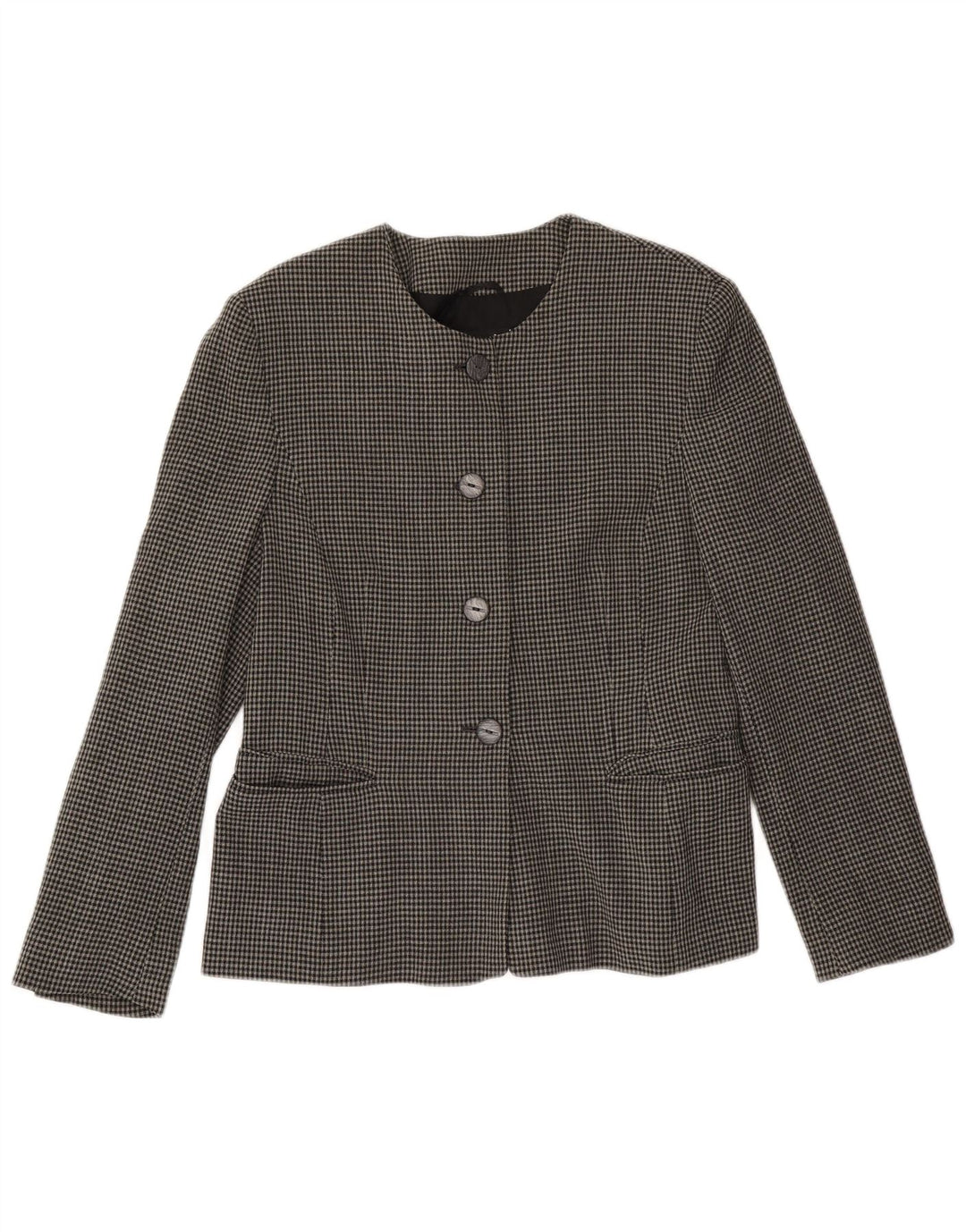LAUREL Veste Blazer 4 Boutons Femme EU 42 Grande Laine Pied-de-Poule Gris