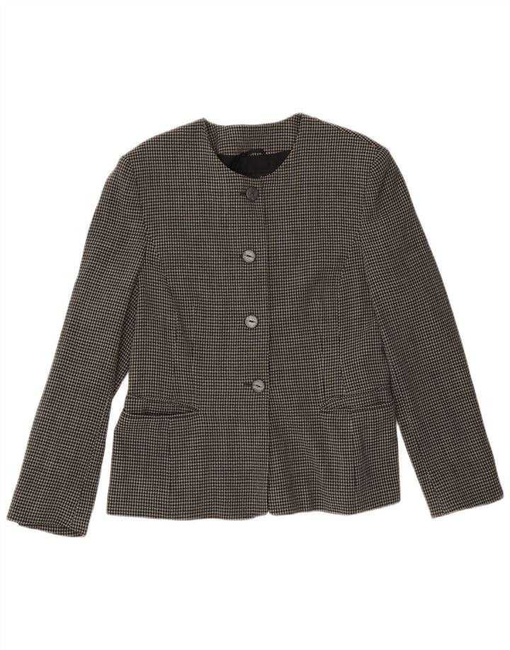 LAUREL Veste Blazer 4 Boutons Femme EU 42 Grande Laine Pied-de-Poule Gris