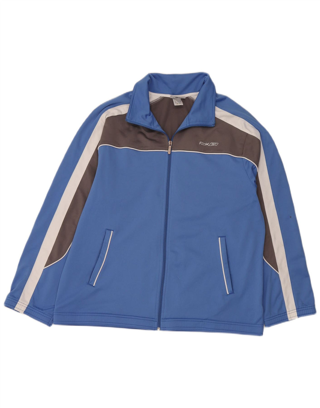 Reebok Veste de survêtement coupe régulière pour homme XL Bleu Colorblock Polyester