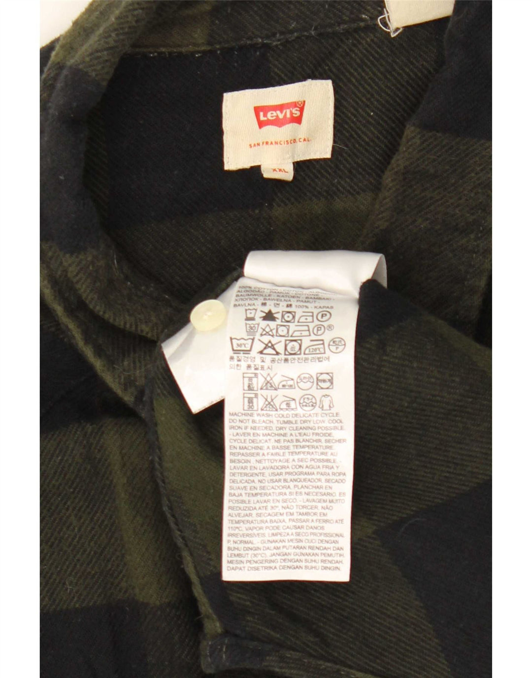 Levi's Chemise en flanelle 2XL homme kaki à carreaux en coton