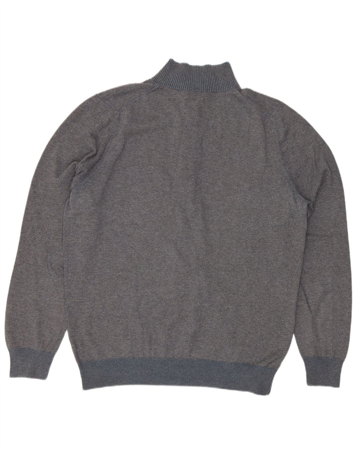 Massimo Dutti Pull à col boutonné pour homme en coton gris Taille L