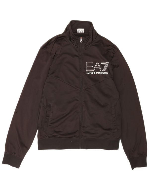 Emporio Armani Veste de survêtement graphique pour hommes Large Noir Polyester