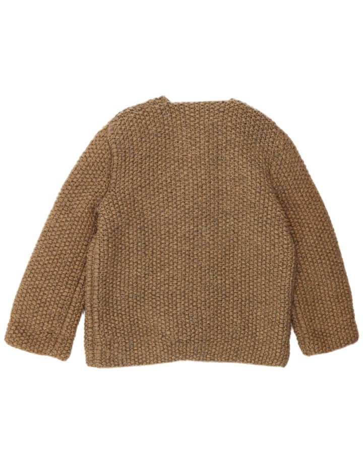 vintage Femme Tricot Bomber Veste UK 12 Brun Moyen