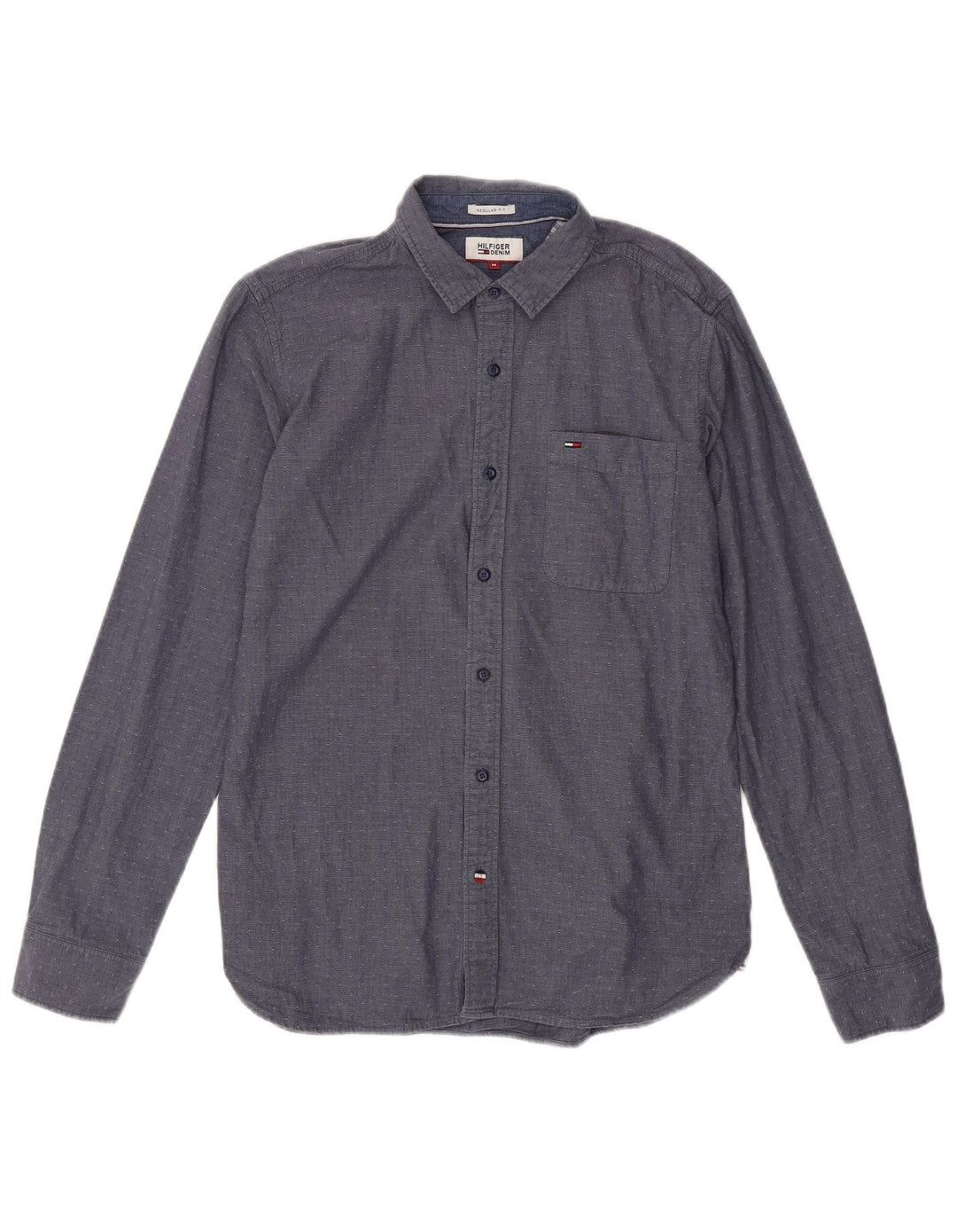 TOMMY HILFIGER Chemise Regular Fit Homme Bleu Marine Moyen Coton Tacheté