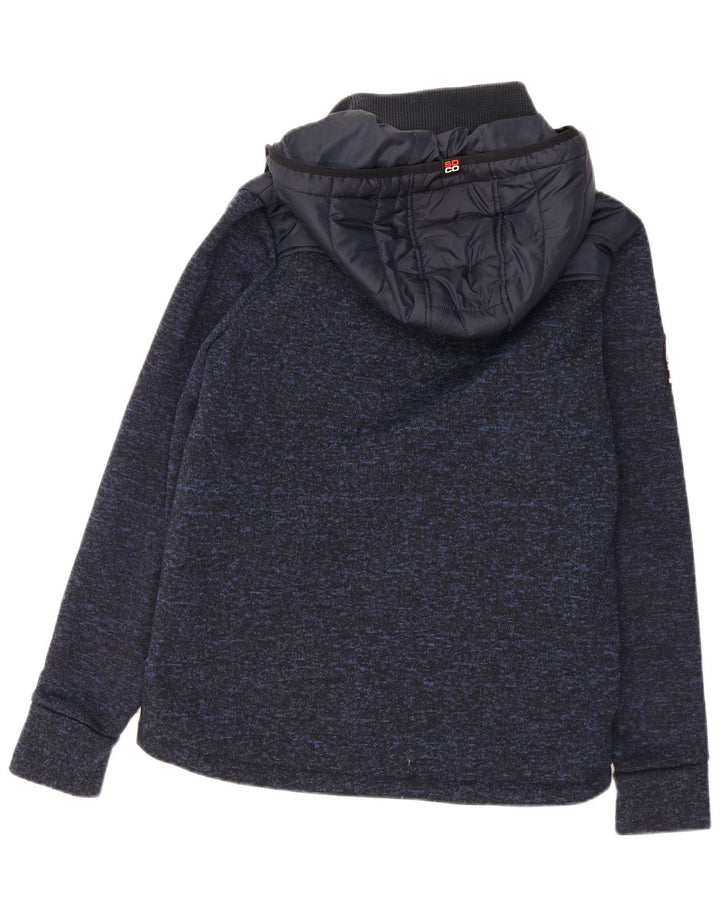Superdry Veste matelassée à capuche pour hommes UK 40 Large Bleu Marine Moucheté Polyester