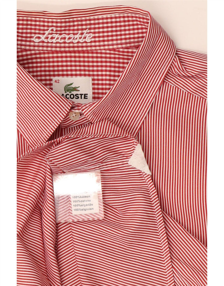 Lacoste Chemise Homme Taille 42 Grand Coton à Rayures Rouges