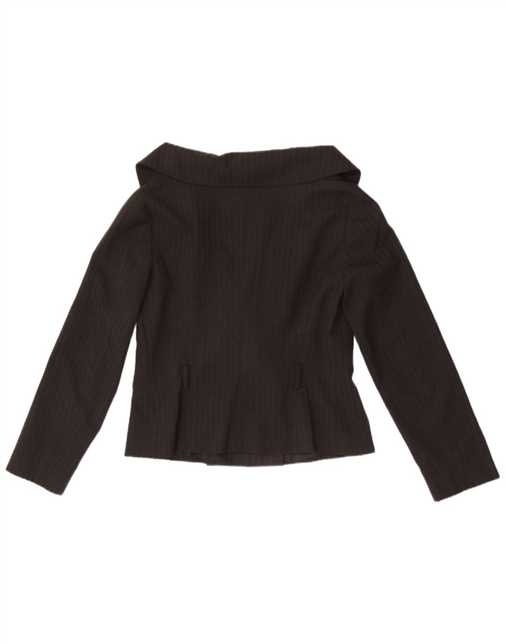 Zara Femme Blazer Veste UK 14 Grand Noir Rayé Polyester
