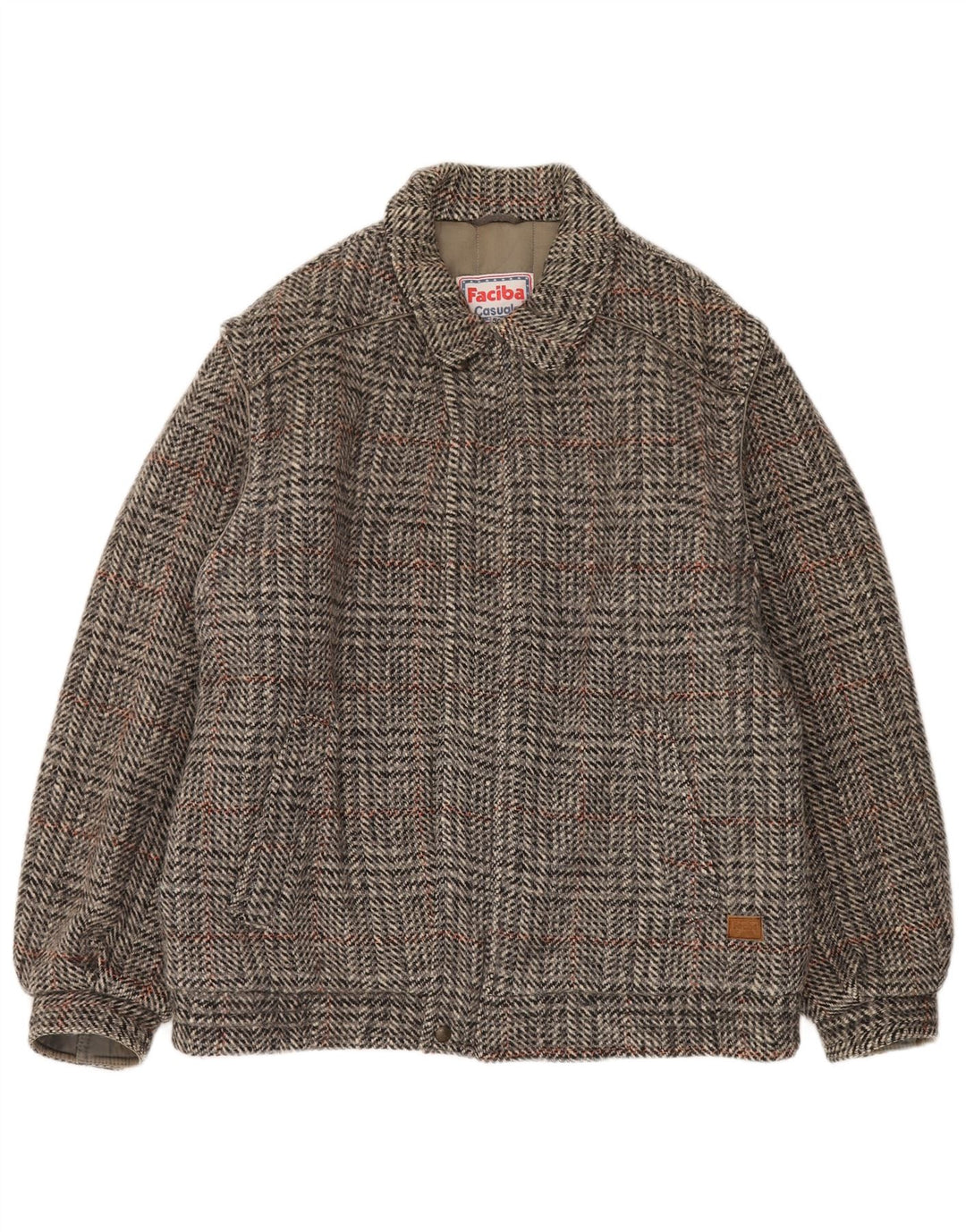 Faciba Bomber Homme IT 50 Large Gris Carreaux Laine
