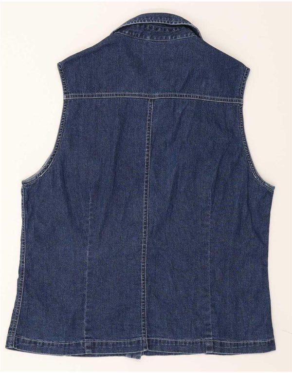 Chemise en denim sans manches femme vintage UK 20 2XL Coton Bleu