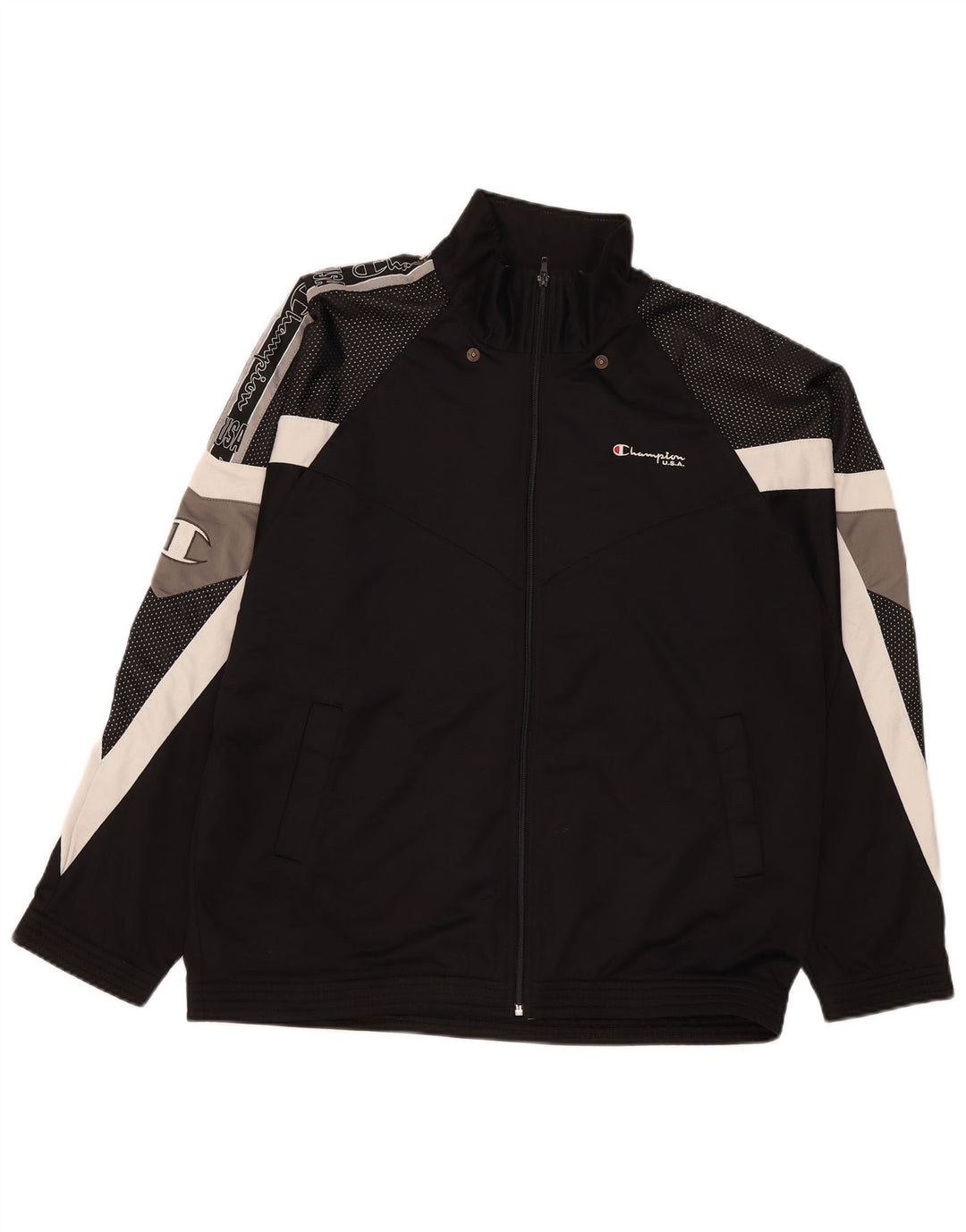 Champion Veste de Survêtement Graphique Homme XL Noir Colorblock