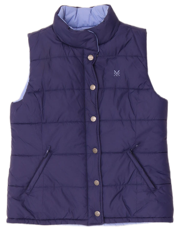 Crew Clothing Gilet rembourré réversible pour femme UK 12 Medium Bleu Marine Nylon