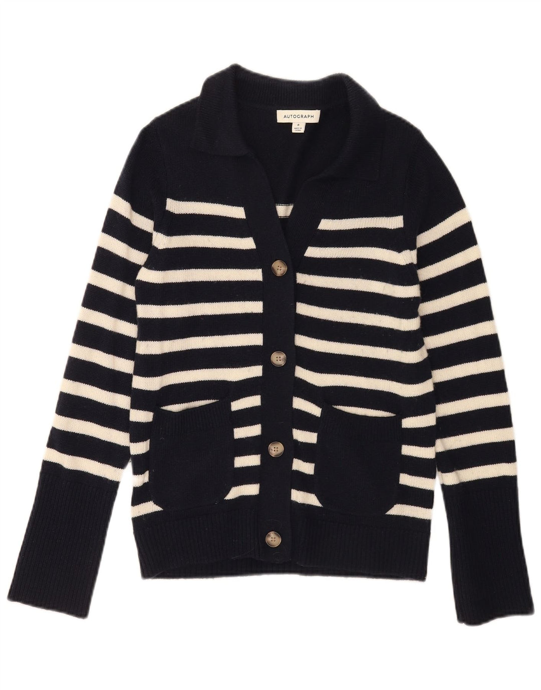Marks & Spencer Pull cardigan autographe pour femme UK 8 Small Bleu marine