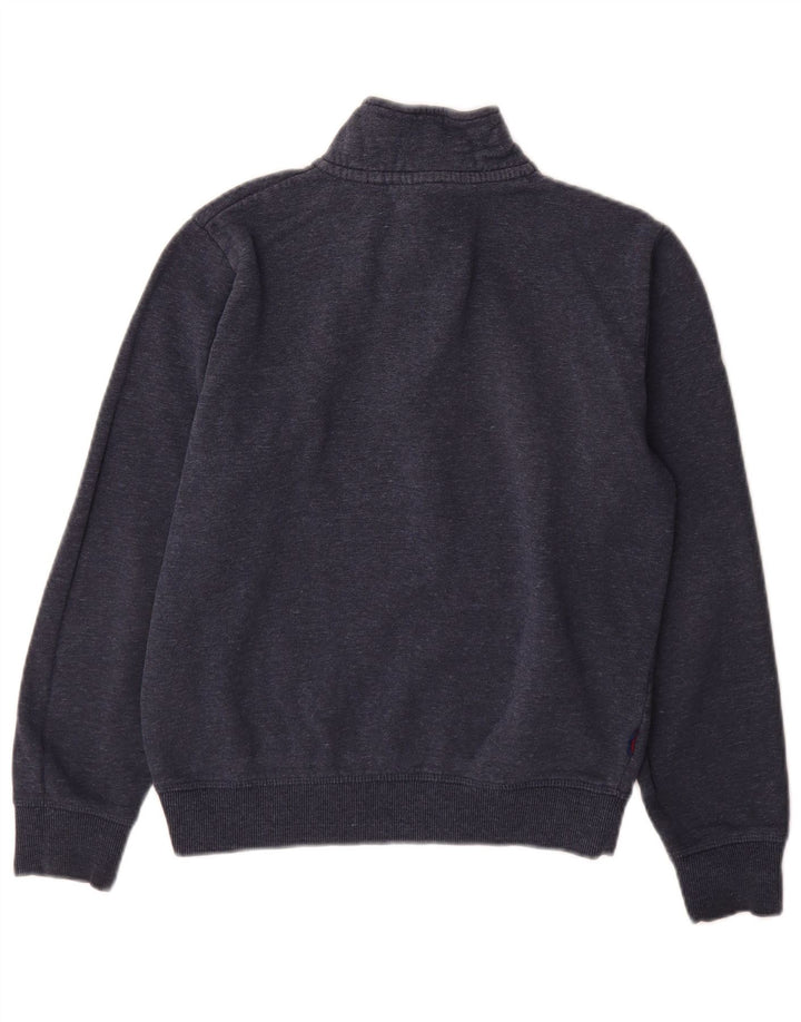 Superdry Homme Zip Neck Sweatshirt Jumper Petit Bleu Marine Coton
