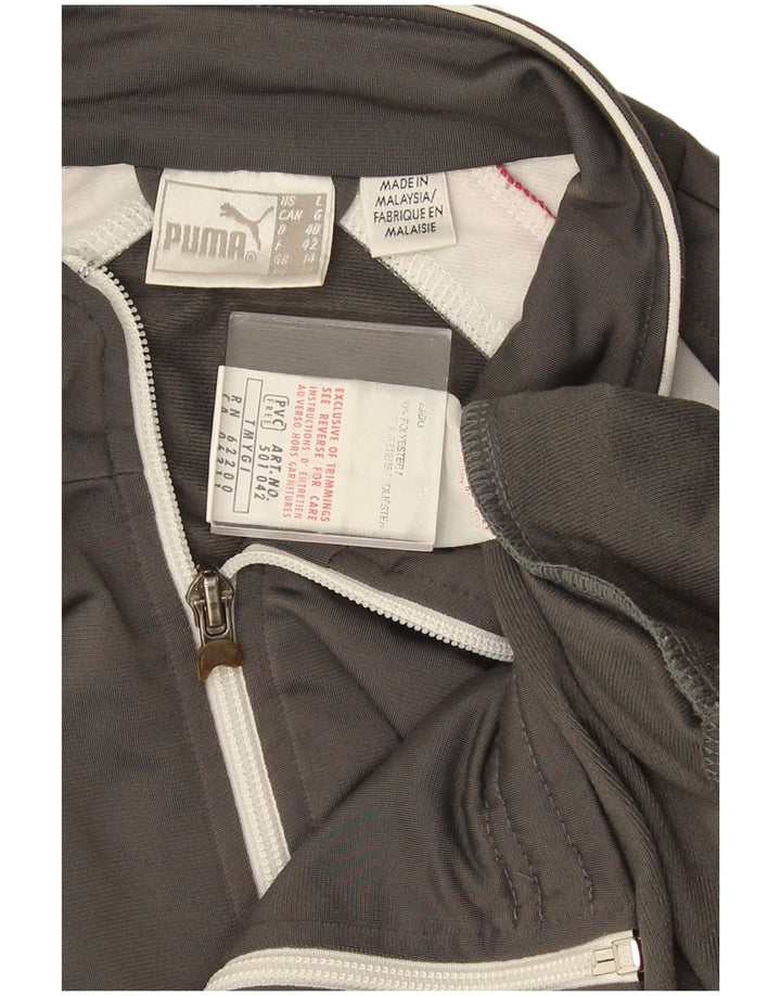Puma Veste de survêtement pour femme UK 14 Large Gris Colorblock Polyester