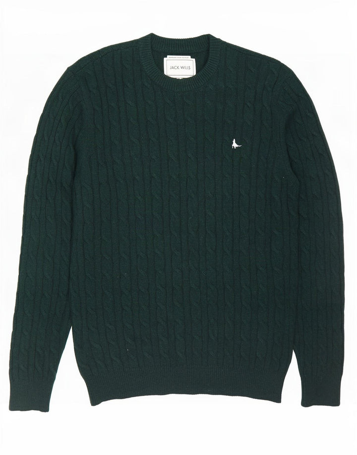 Jack Wills Pull à col rond pour homme en laine verte
