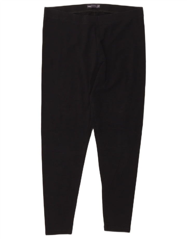 MARKS & SPENCER Leggings Femme UK 16 Grand Noir Coton