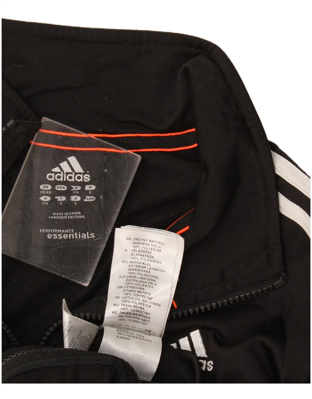 Adidas Hommes Climalite Survêtement Top Veste UK 38/40 Moyen Noir Polyester