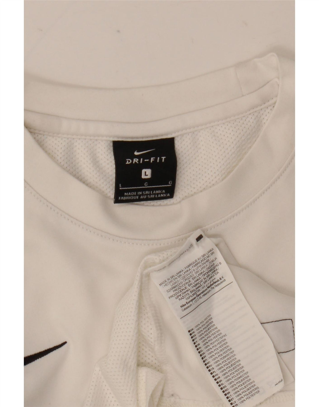 Nike Hommes Dri Fit T-Shirt Haut Large Blanc Colorblock Polyester