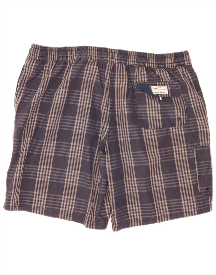 Marks & Spencer Short de bain cargo pour homme 2XL en coton à carreaux bleu marine