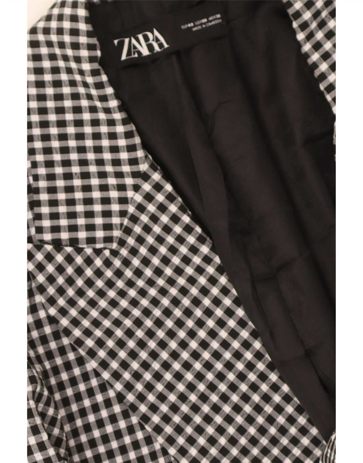 Zara Veste Blazer 1 Bouton Femme EU 40 Moyen Vichy Noir