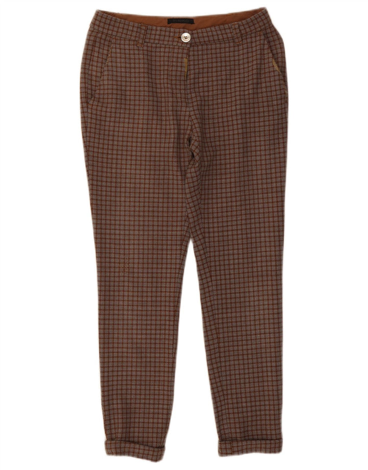 Pinko Pantalon Chino Slim Femme W26 L26 Marron Carreaux Polyester