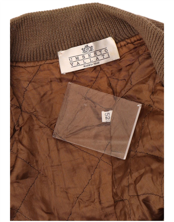 UMBERTO VALLATI Veste Bomber En Tricot Homme IT 52 XL Marron Géométrique