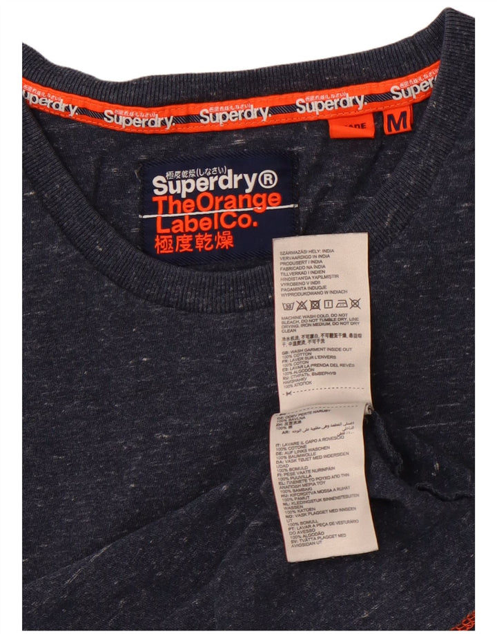 SUPERDRY Homme T-Shirt Top Bleu Marine Moucheté Coton