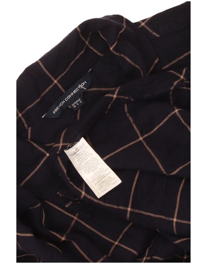 French Connection Robe chemise pull pour femme UK 10 Petit carreaux bleu marine