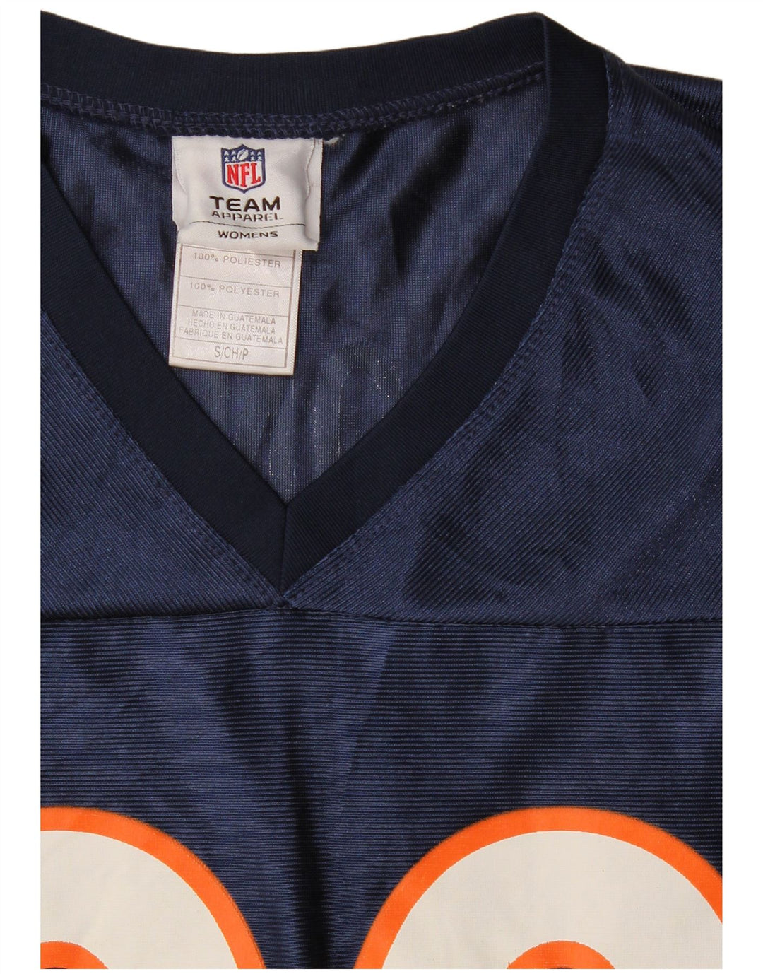NFL Broncos Graphic T-Shirt Top UK 10 Small Bleu Marine Polyester