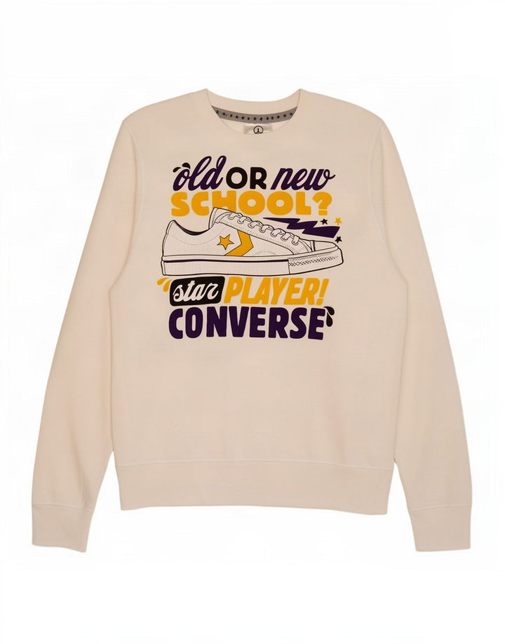 Converse Sweat-Shirt Graphique Homme Blanc Moyen Coton