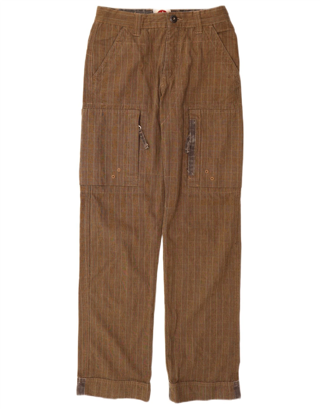 Murphy & Nye Pantalon cargo droit pour homme W29 L33 en coton à carreaux marron