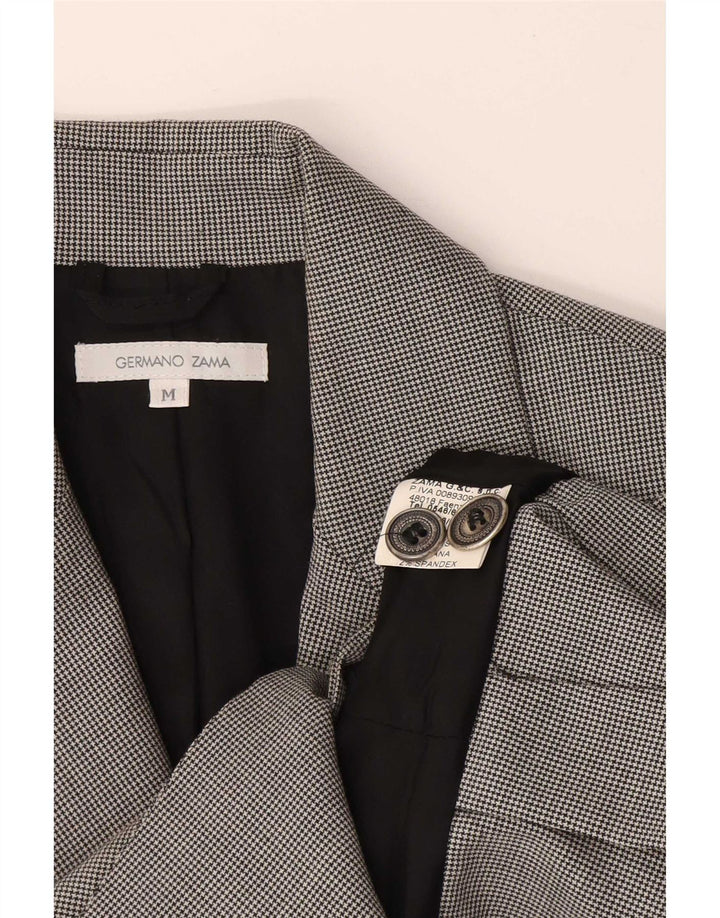 Germano Zama Veste blazer à 2 boutons pour femme UK 12 Gris moyen à carreaux