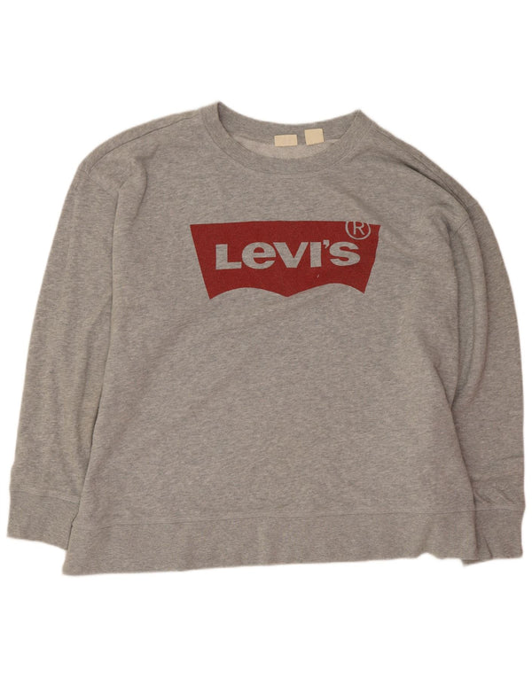 Levi's Sweat-shirt graphique pour femme UK 20 2XL Gris chiné en coton