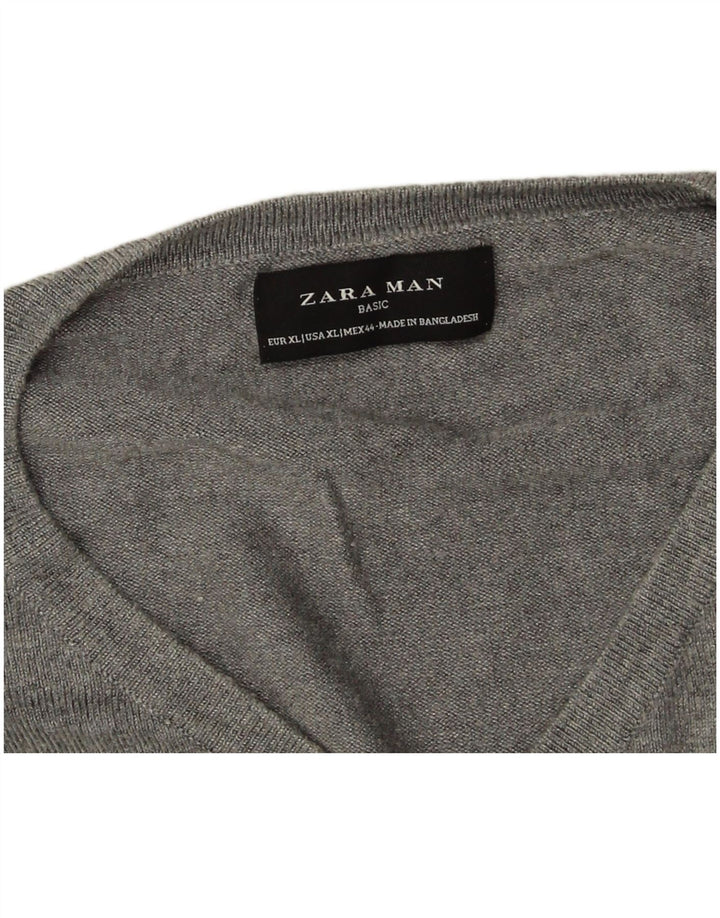 Zara Pull col V pour homme XL Gris