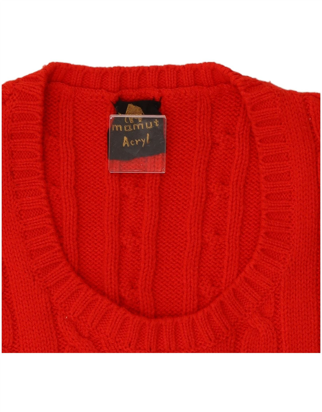 VINTAGE Femmes Crop Vest Débardeur UK 8 Petit Rouge Polyacrylique