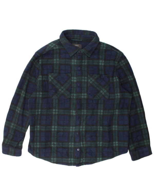 Marks & Spencer Chemise polaire pour homme 3XL Vert à carreaux Polyester