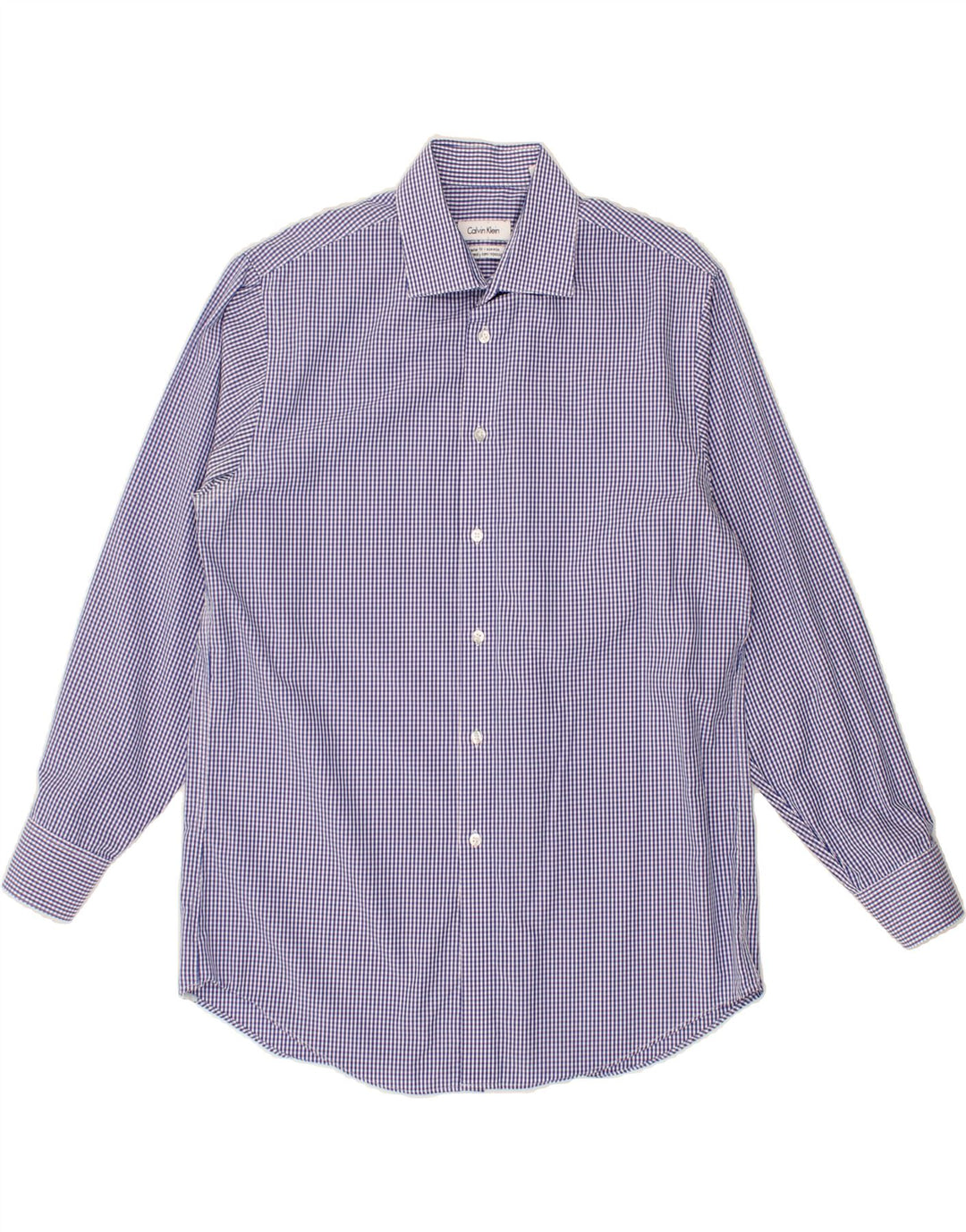 CALVIN KLEIN Chemise Regular Fit Homme Taille 15 1/2 Coton Vichy Bleu Moyen