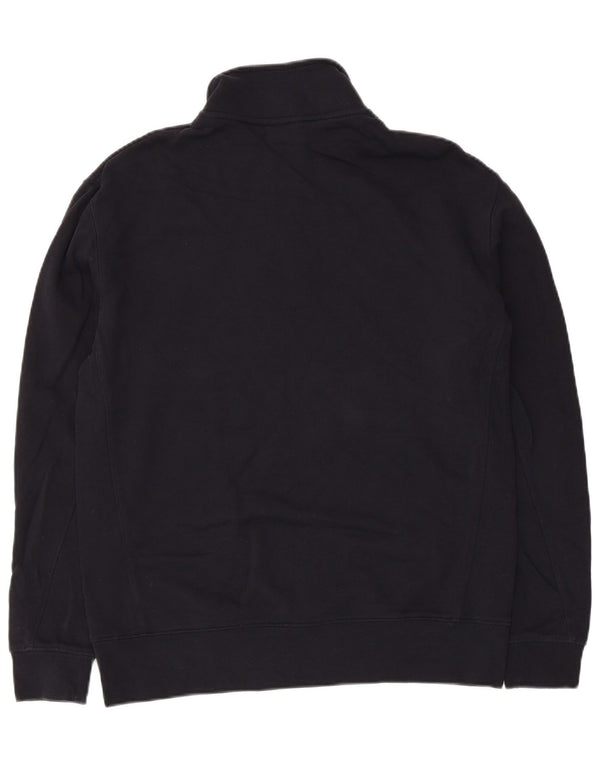 Zara Femme Zip Neck Sweatshirt Jumper UK 14 Moyen Bleu Marine Coton