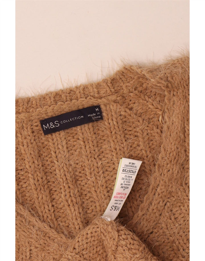 Marks & Spencer Pull col en V pour femme UK 14 Polyester beige moyen