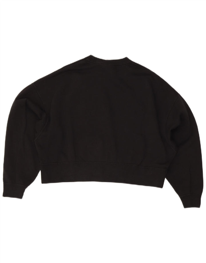 NIKE Femmes Crop Oversize Sweatshirt Jumper UK 10 Petit Coton Noir