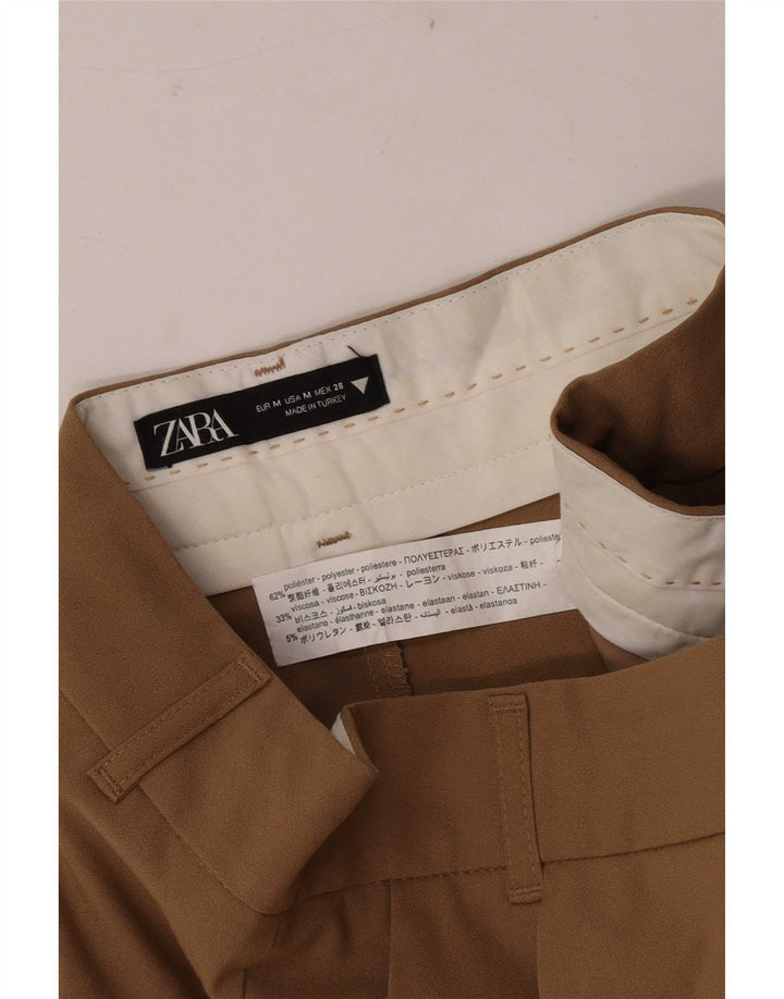Zara Short Chino Taille Haute Pour Femme Medium W28 Marron Polyester