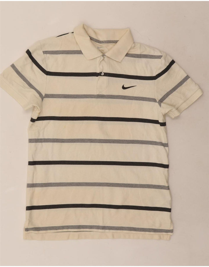 Polo Nike Homme Coton Rayé Blanc Moyen